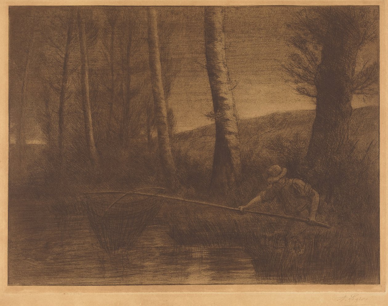 Fiskare med håv av Alphonse Legros