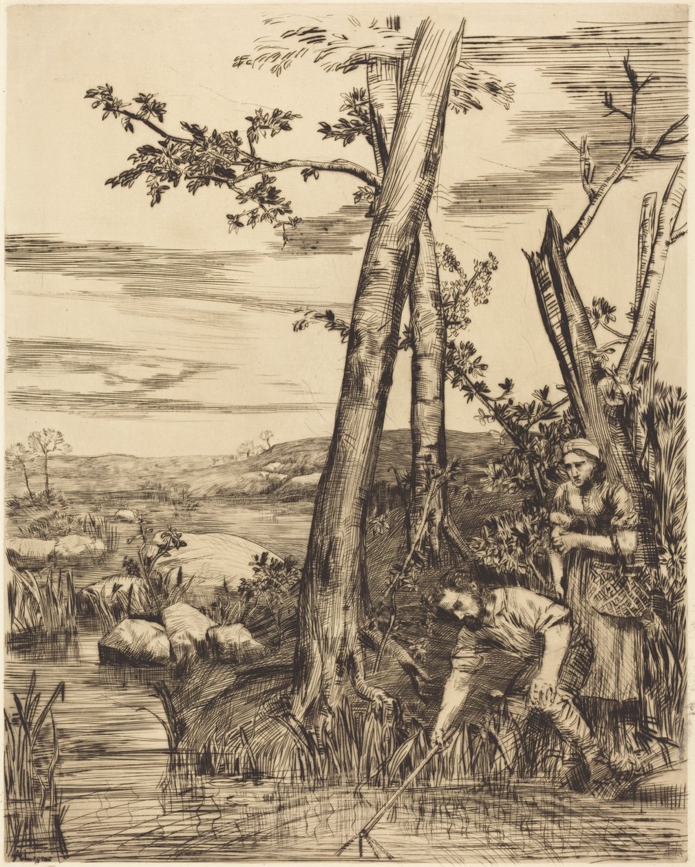 Fishing for Crayfish (Kräftfiskare) av Alphonse Legros