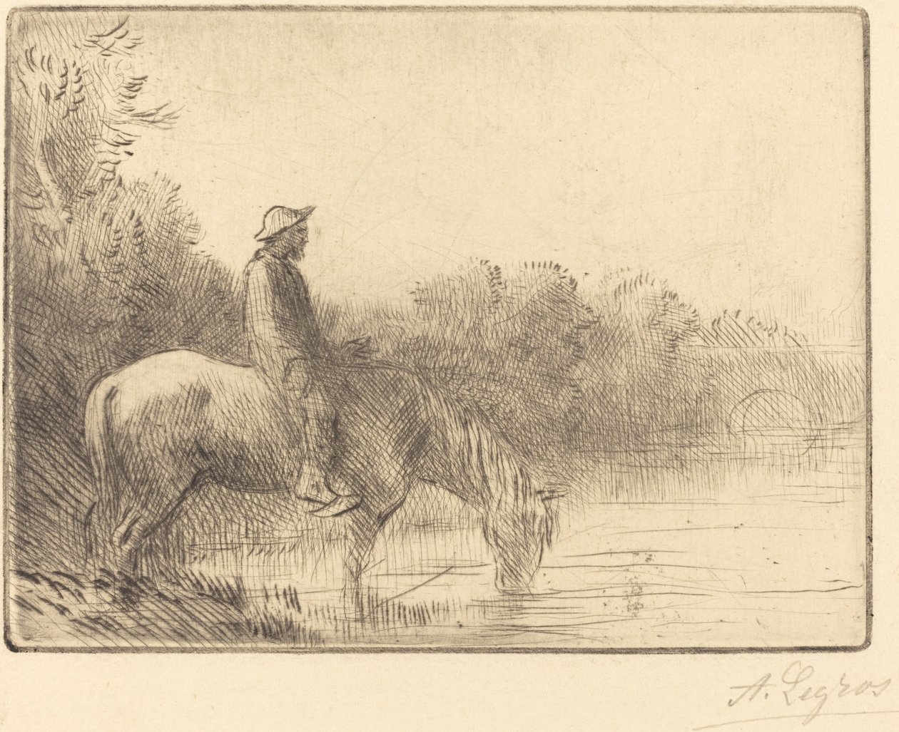 Fording a River (Le gue) av Alphonse Legros