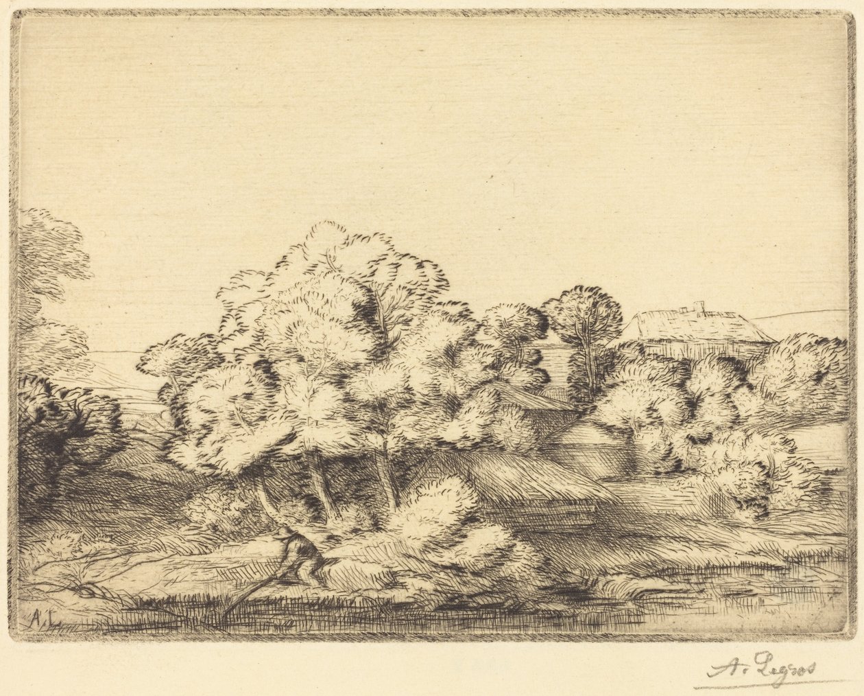 Hamlet near the Lake (Lilla byn vid sjön) av Alphonse Legros