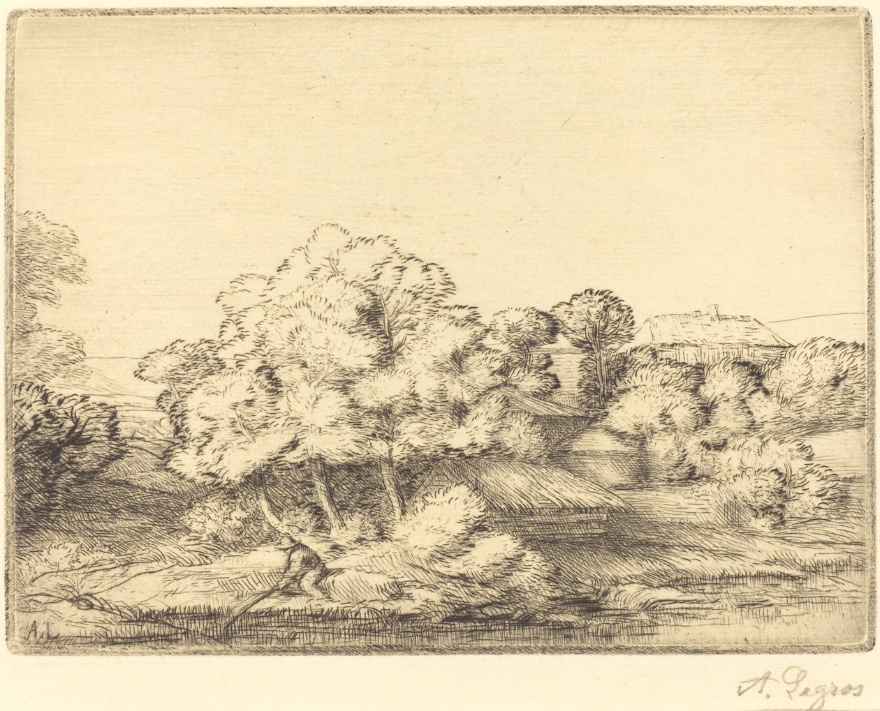 Hamlet nära sjön Byn nära sjön. av Alphonse Legros