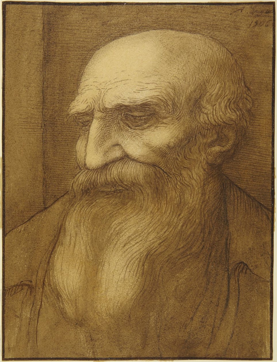 Huvud av en skäggig man av Alphonse Legros