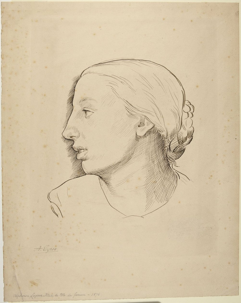Kvinnohuvud av Alphonse Legros