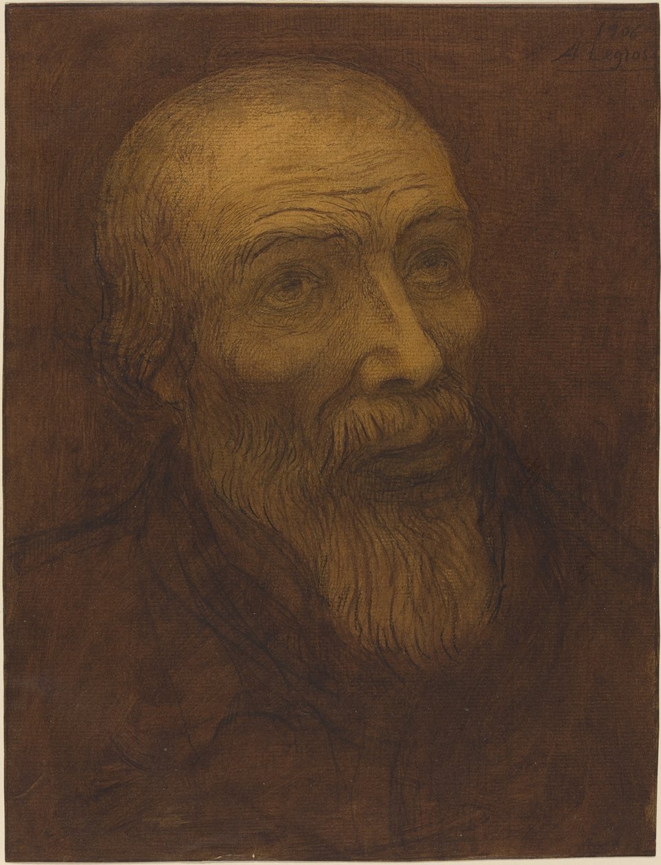 Chef för en skallig man med skägg, 1906. av Alphonse Legros