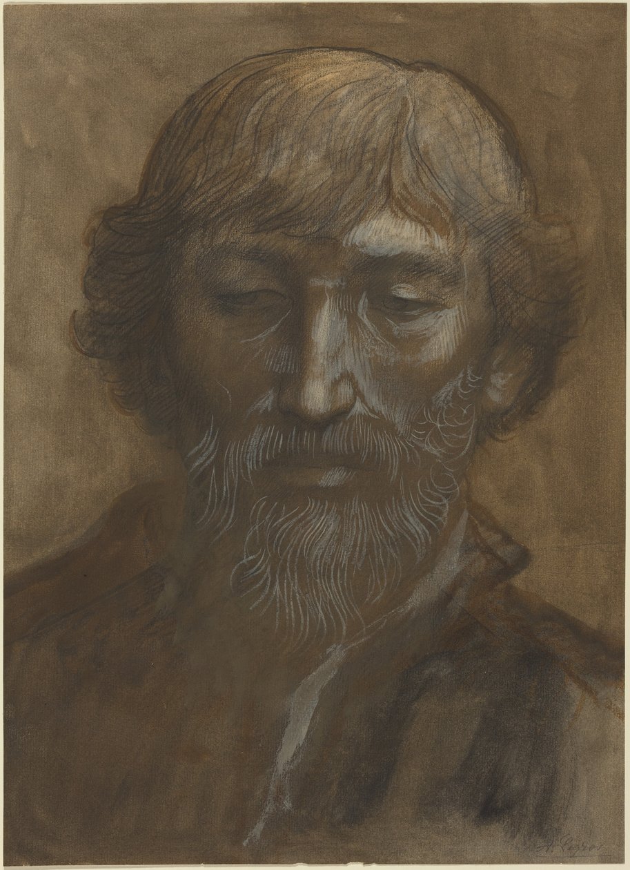 Manshuvud, helprofil av Alphonse Legros