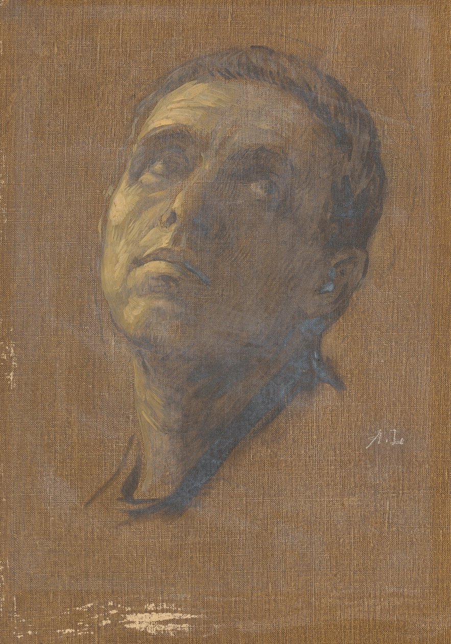 Chef för en man med uppåtvända ögon, sent 1800-tidigt 1900-tal. av Alphonse Legros