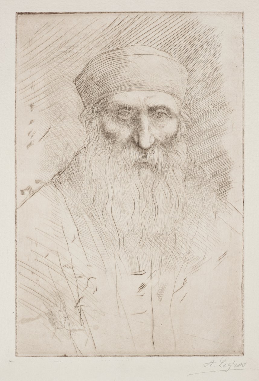 Huvud av en man med långt skägg av Alphonse Legros