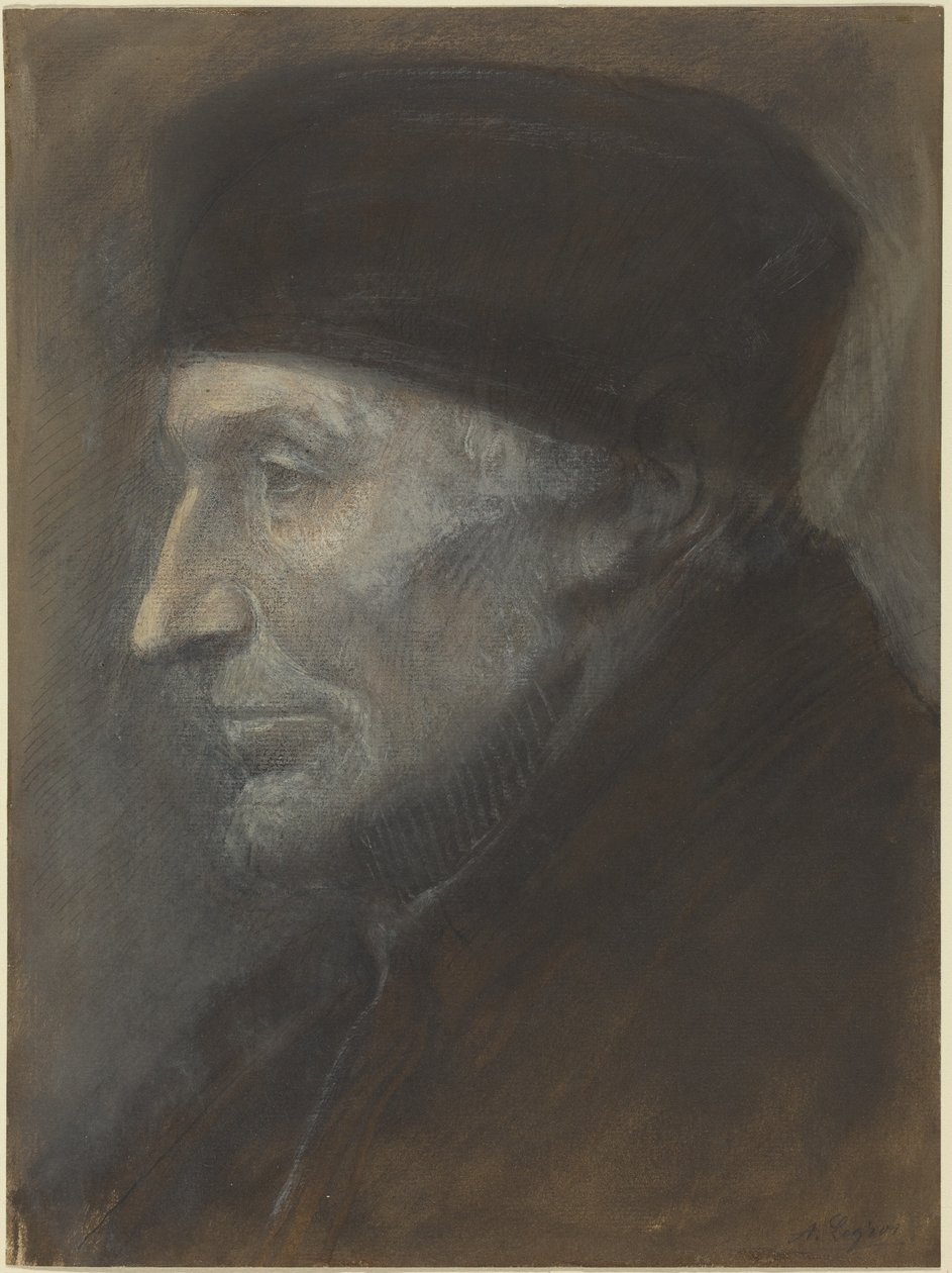 Huvud av en man med kalott av Alphonse Legros