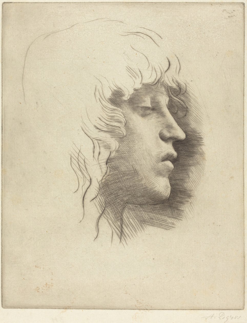 Head of a Young Girl (En ung flickas huvud) av Alphonse Legros