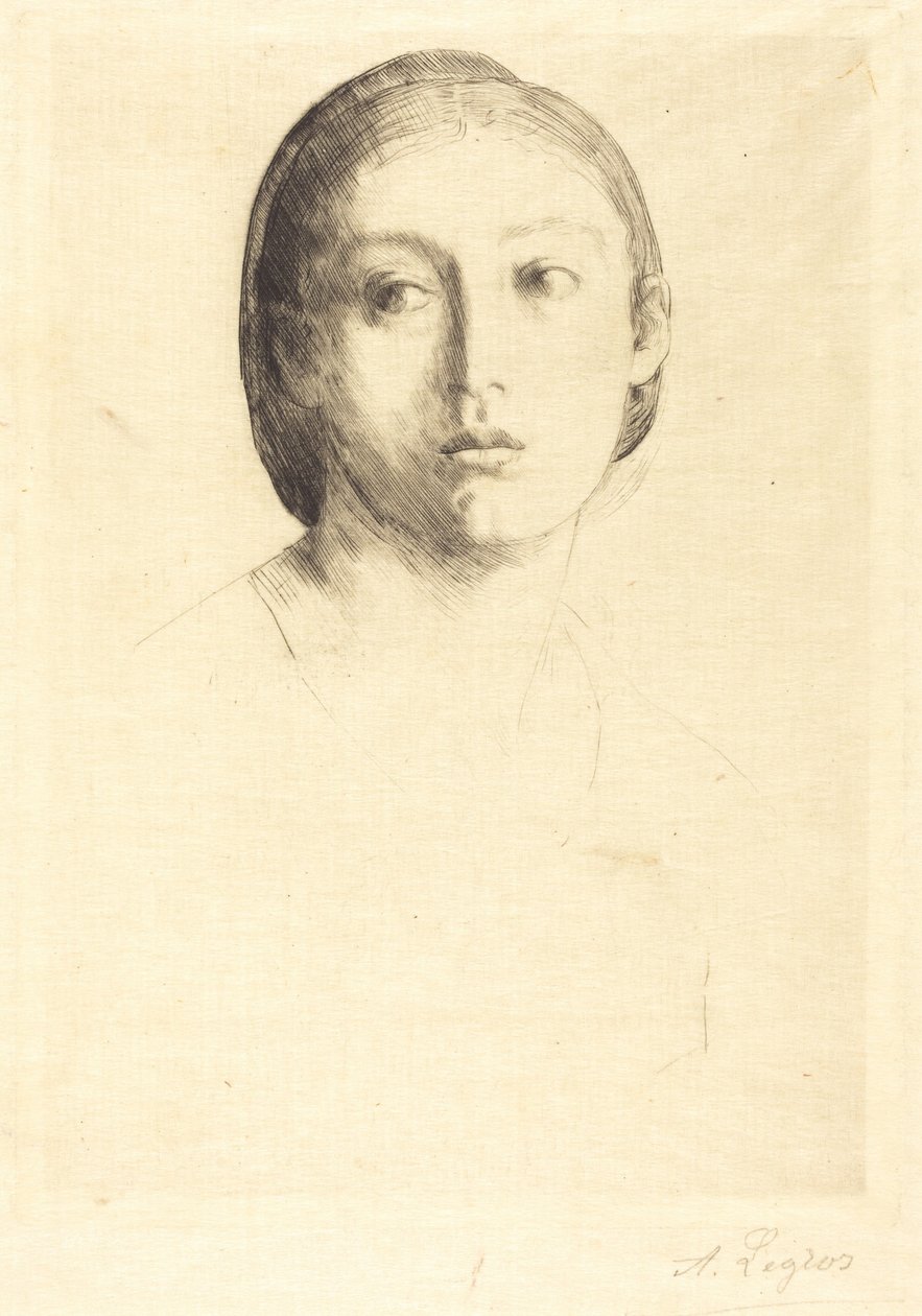 Huvud av en ung flicka av Alphonse Legros