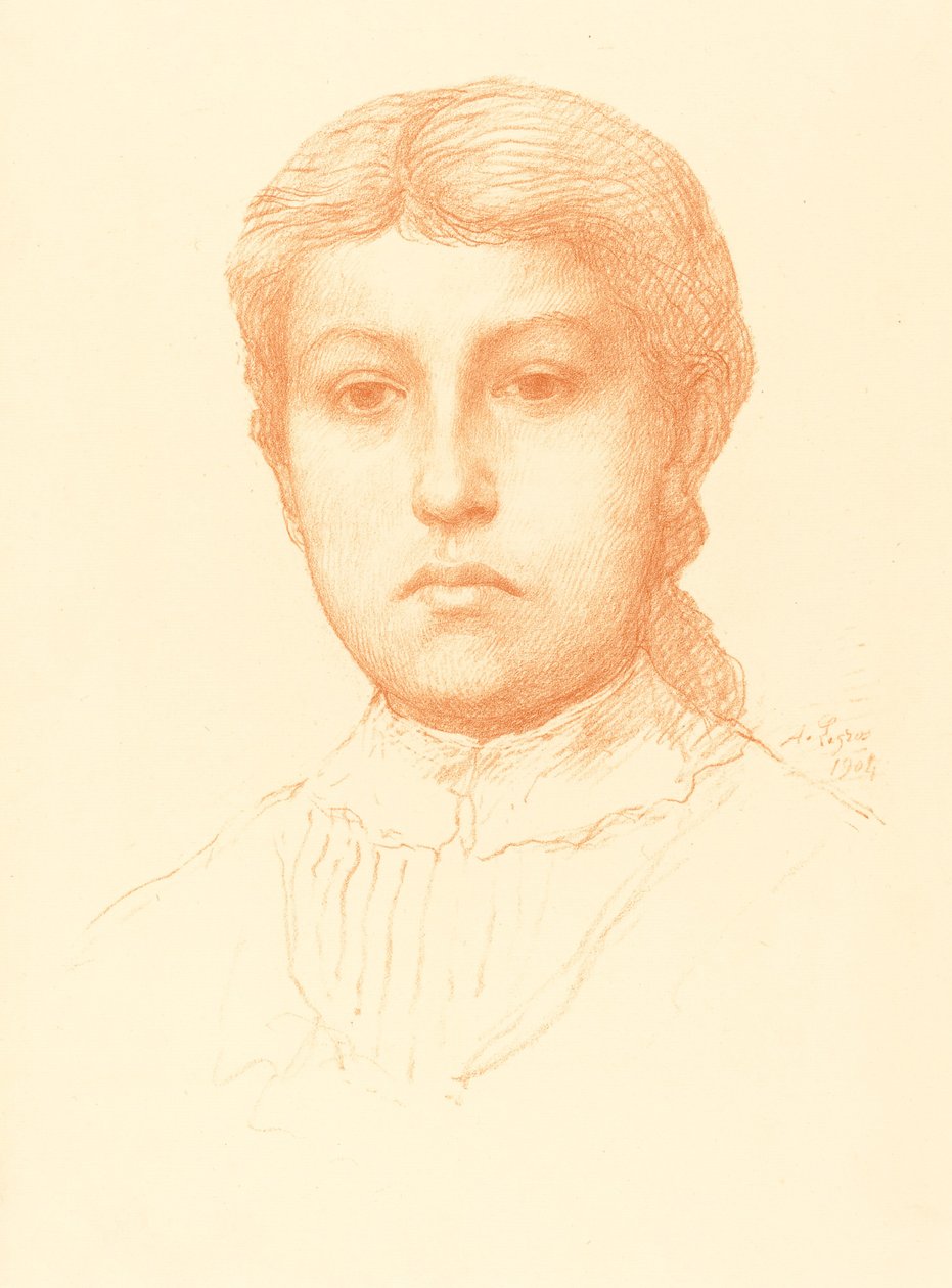 Chef för en ung flicka Huvud av en ung flicka. av Alphonse Legros
