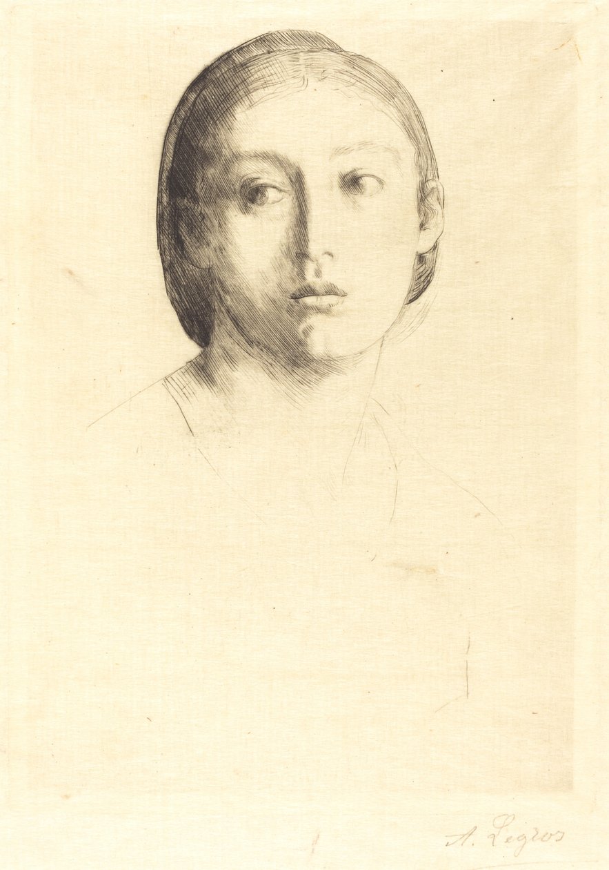 Chef för en ung flicka Huvud av en ung flicka. av Alphonse Legros