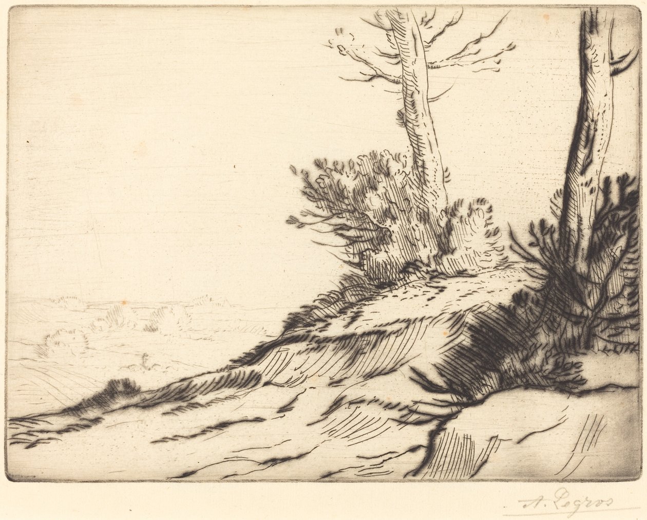 Kulle med buskar La butte aux broussailles. av Alphonse Legros