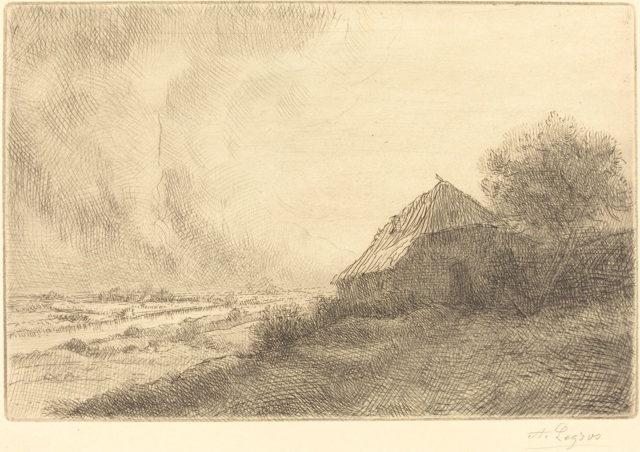 Hovel on a Hillside Masure sur la colline. av Alphonse Legros