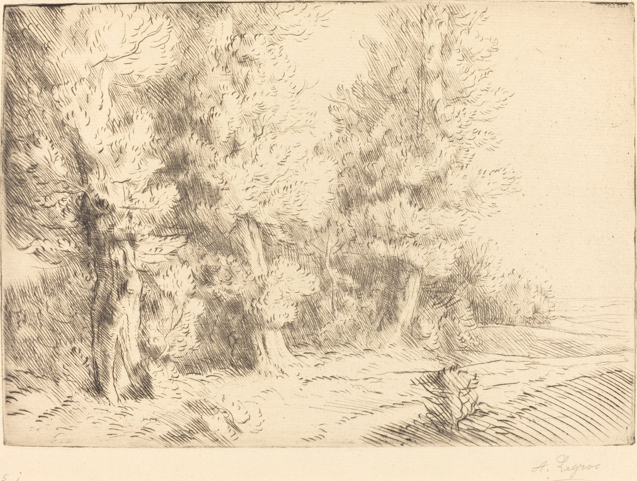 I skogen Fontainebleau (Dans la foret de Fontainebleau) av Alphonse Legros