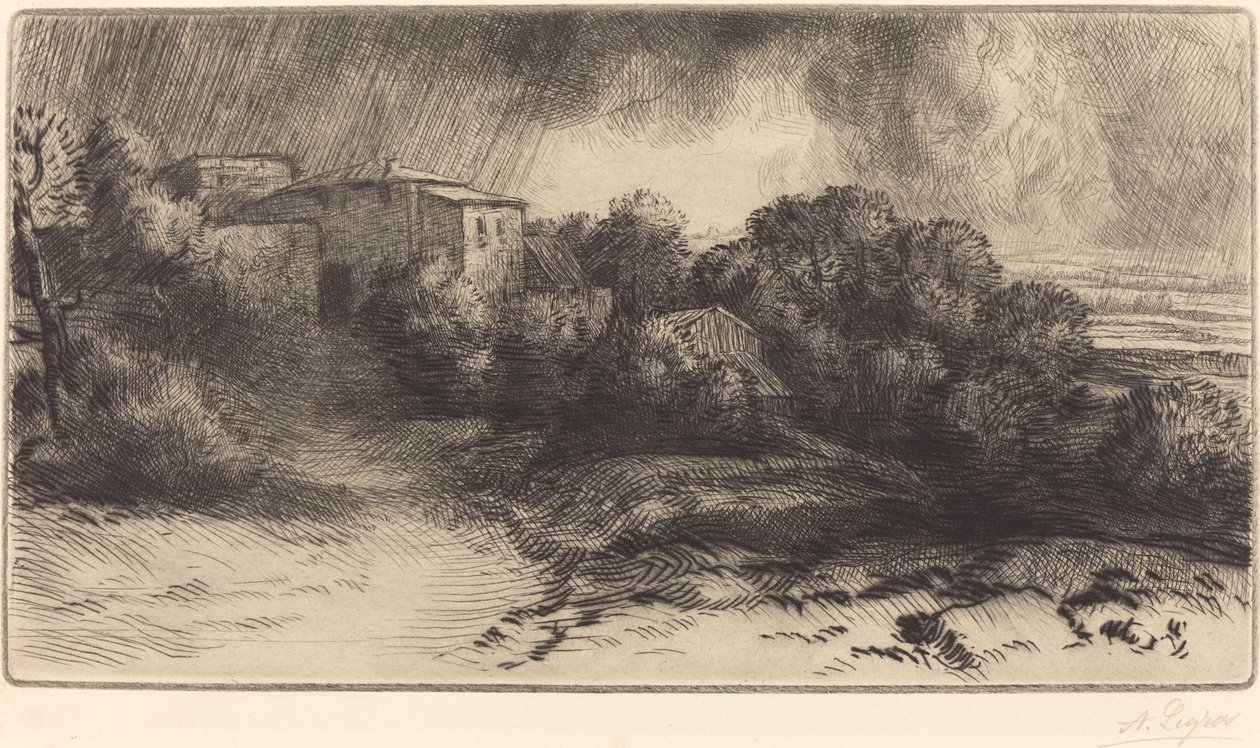 Gård vid Brieux i en storm av Alphonse Legros