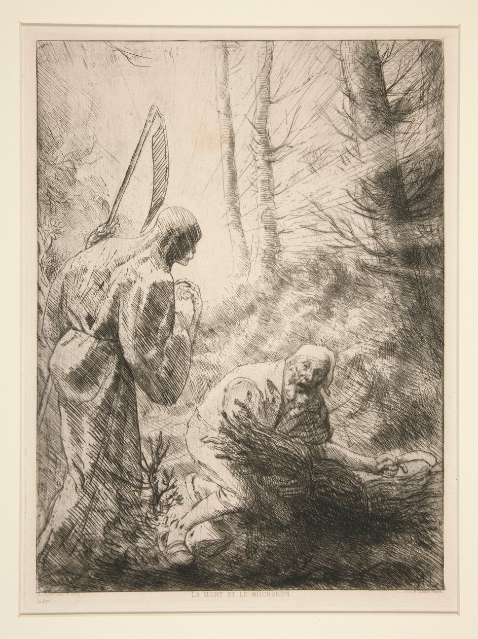 La Mort at le Bucheron, nr 2 (Döden och vedhuggaren) av Alphonse Legros