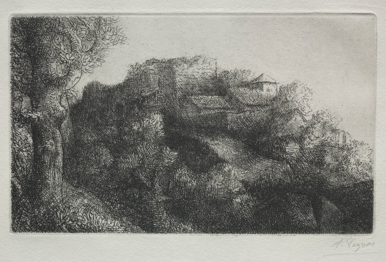 Landskap (med byggnader) av Alphonse Legros
