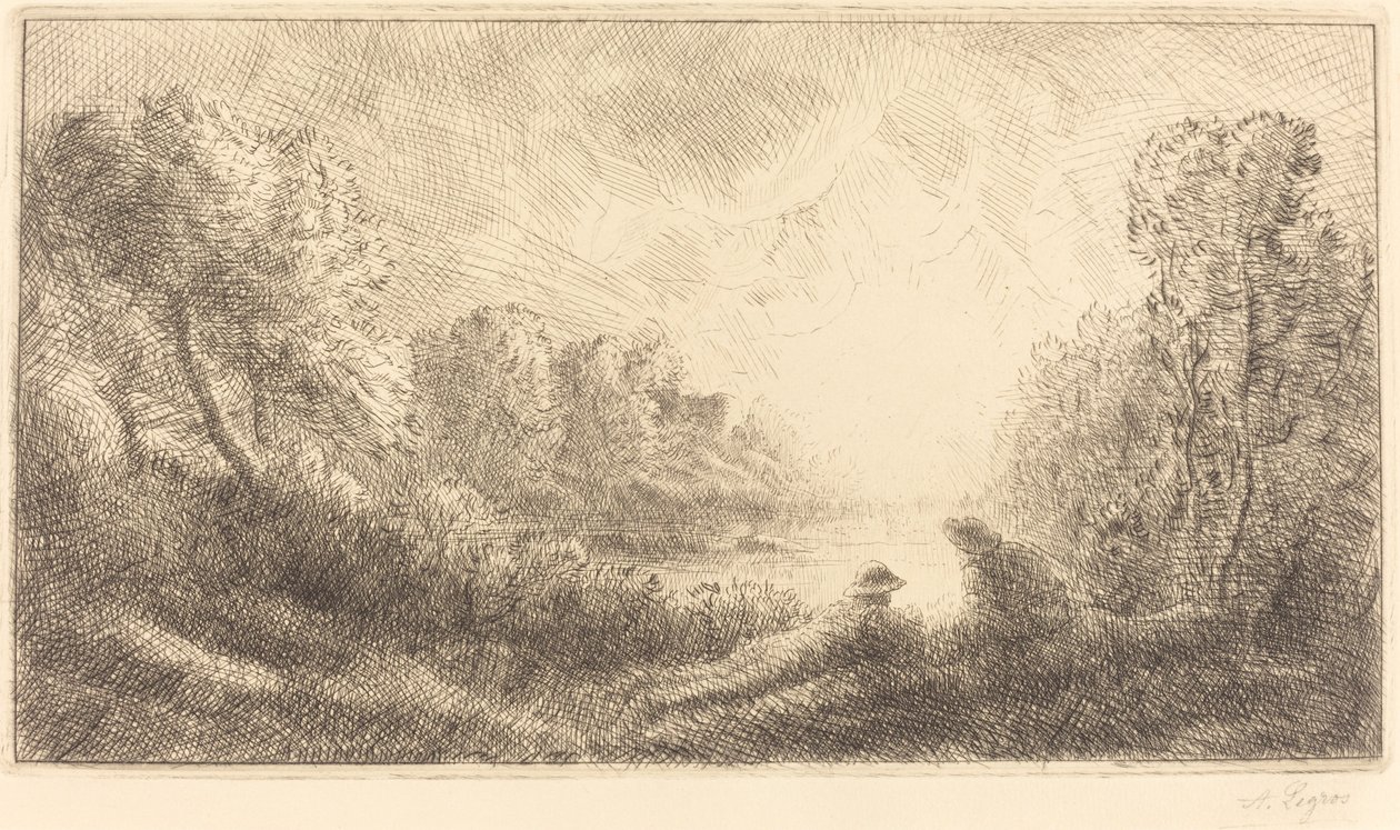 Landskap: Soluppgång av Alphonse Legros