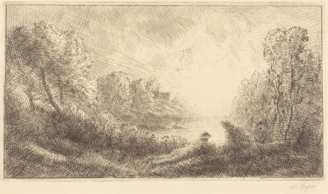 Landskap: Soluppgång (Landscape: Sunrise) av Alphonse Legros