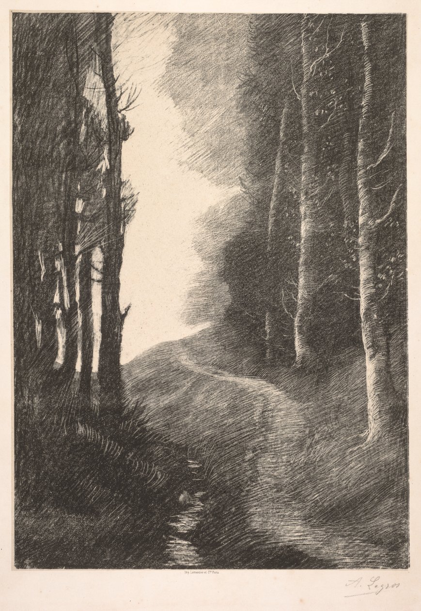 Landskap vid björkar av Alphonse Legros