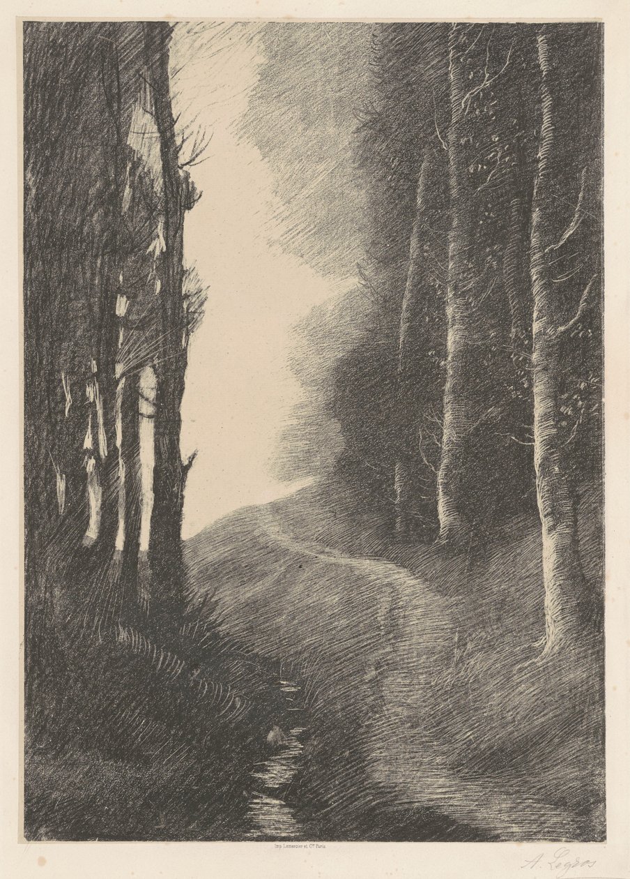 Landskap med björkar (Le Paysage aux Bouleaux) av Alphonse Legros