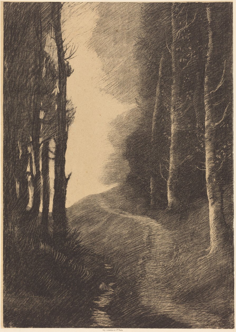 Landskap med björkar av Alphonse Legros