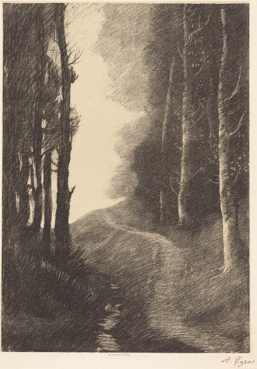 Landskap med björkar av Alphonse Legros