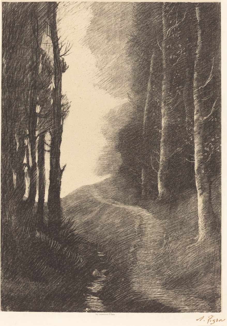 Landskap med björkar av Alphonse Legros