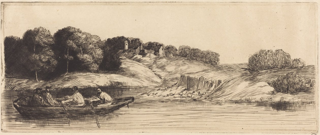 Landskap med båt, 1:a planschen av Alphonse Legros