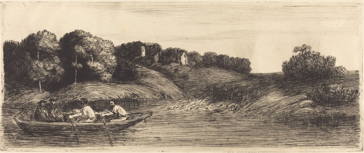 Landskap med båt, 1:a plattan Landskap med båt. av Alphonse Legros