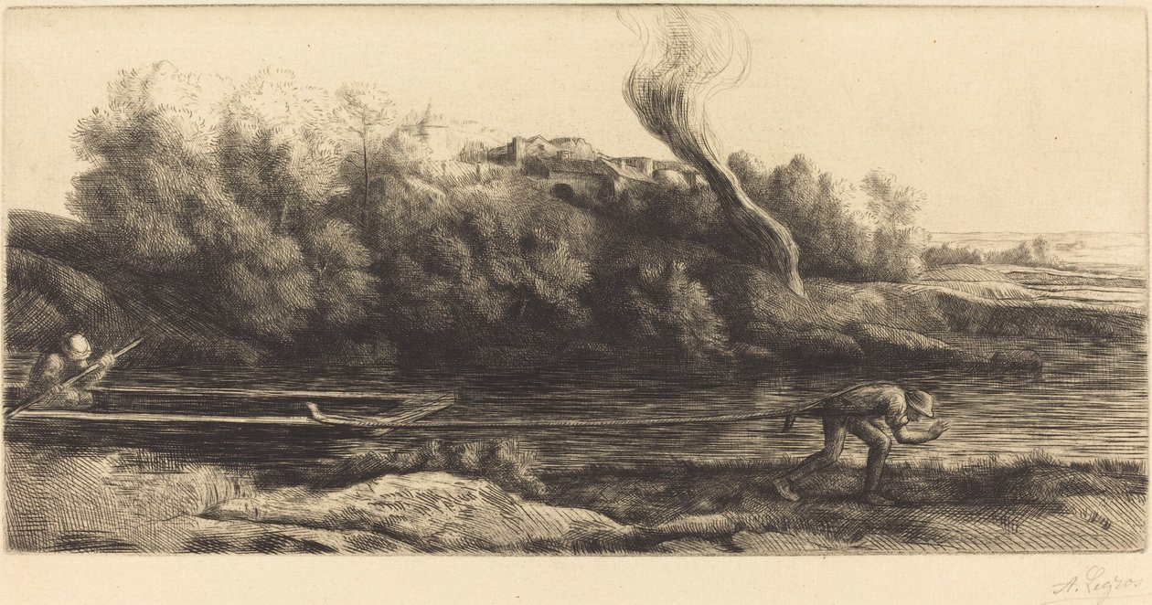 Landskap med båt, 2:a tallrik (Paysage au bateau) av Alphonse Legros