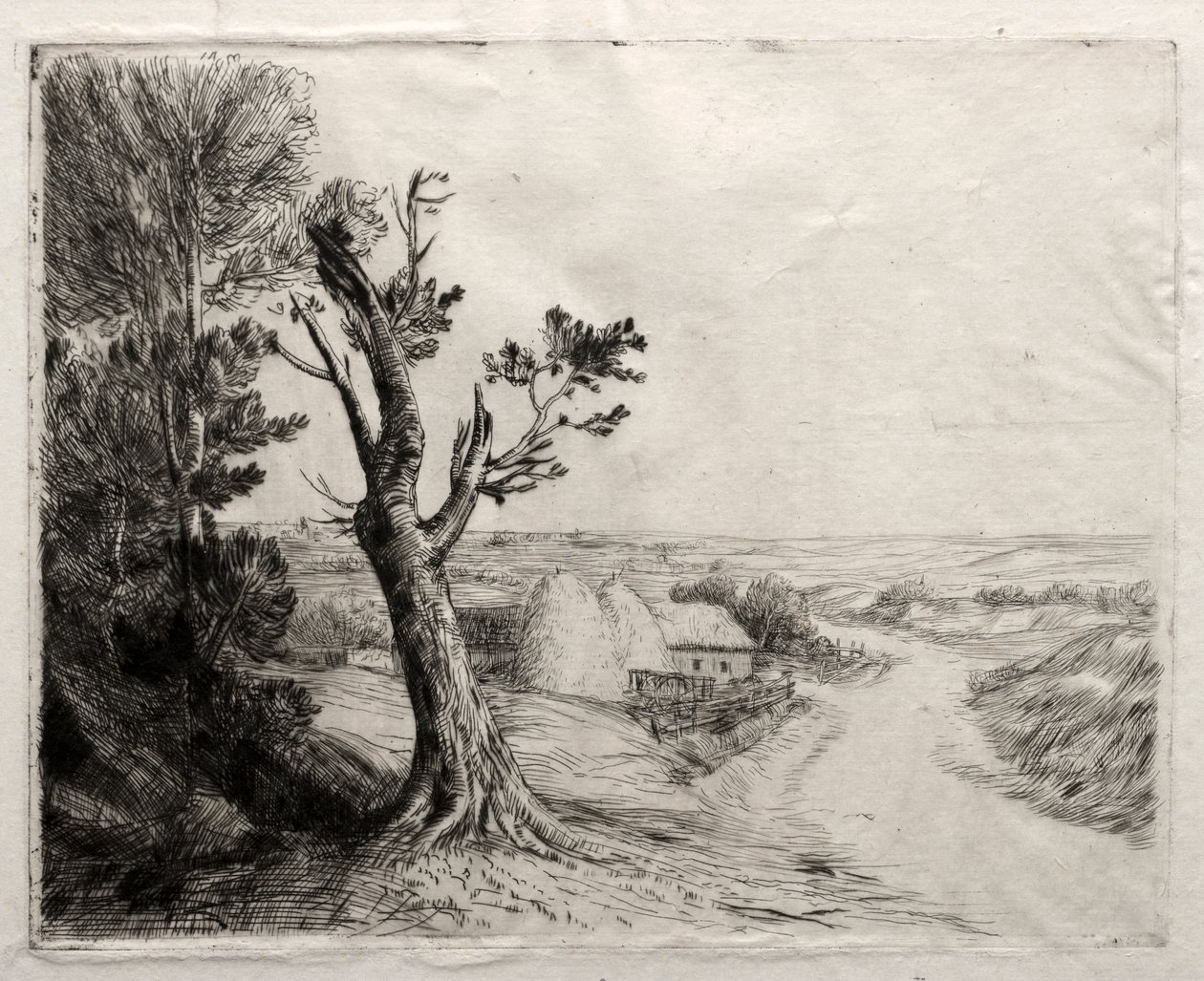 Landskap med Strawstacks av Alphonse Legros