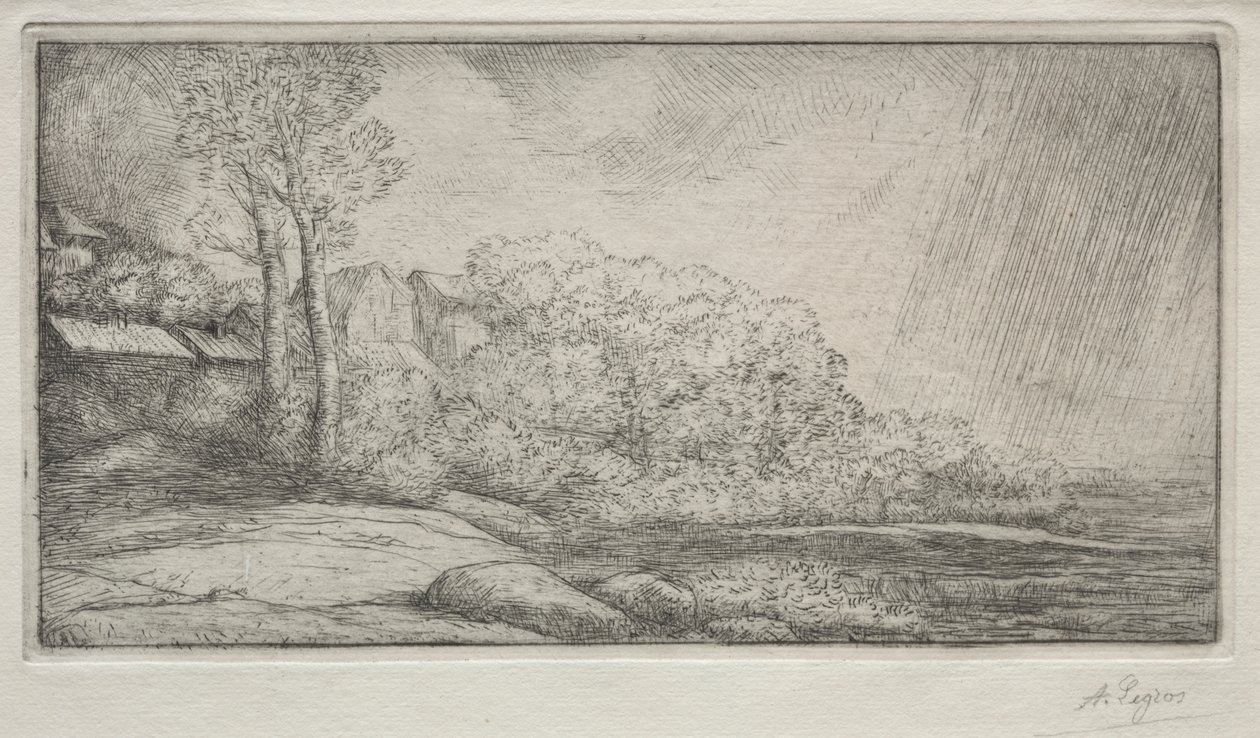 Landskap med två träd av Alphonse Legros