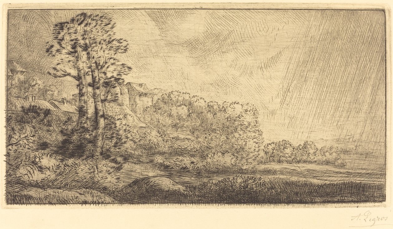 Landskap med två träd av Alphonse Legros
