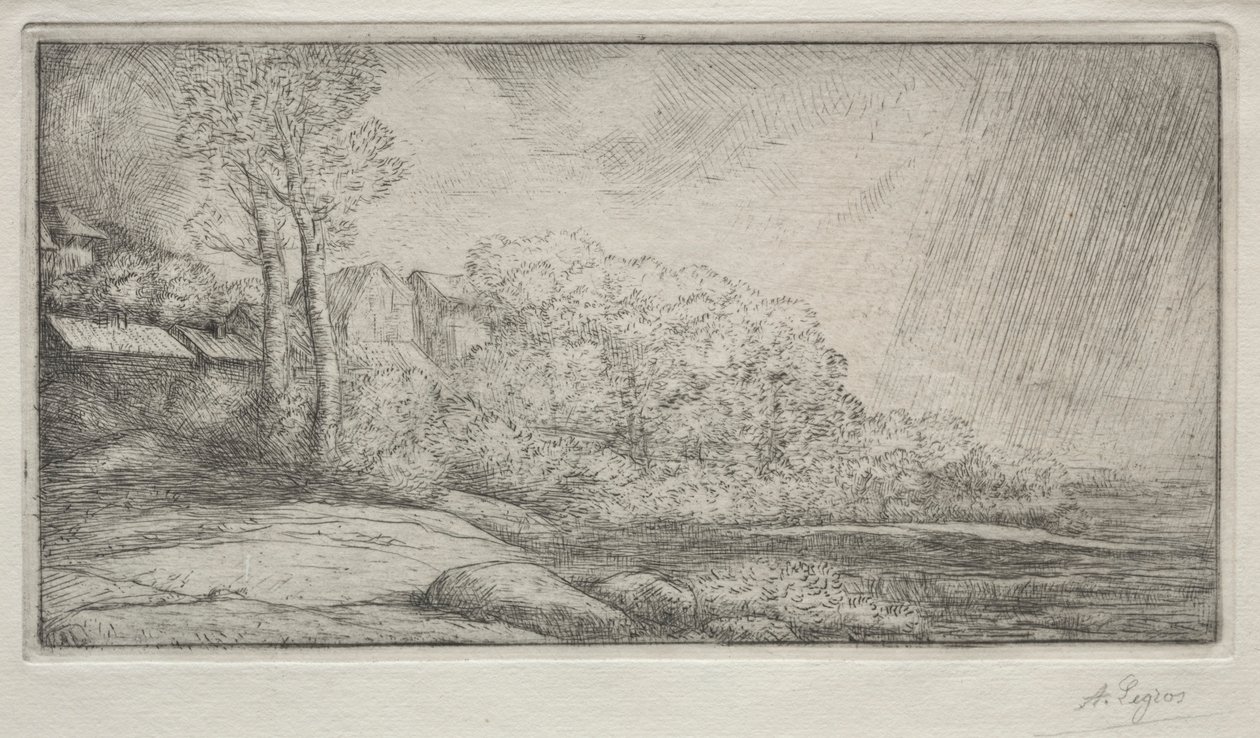 Landskap med två träd Landskap med två träd. av Alphonse Legros