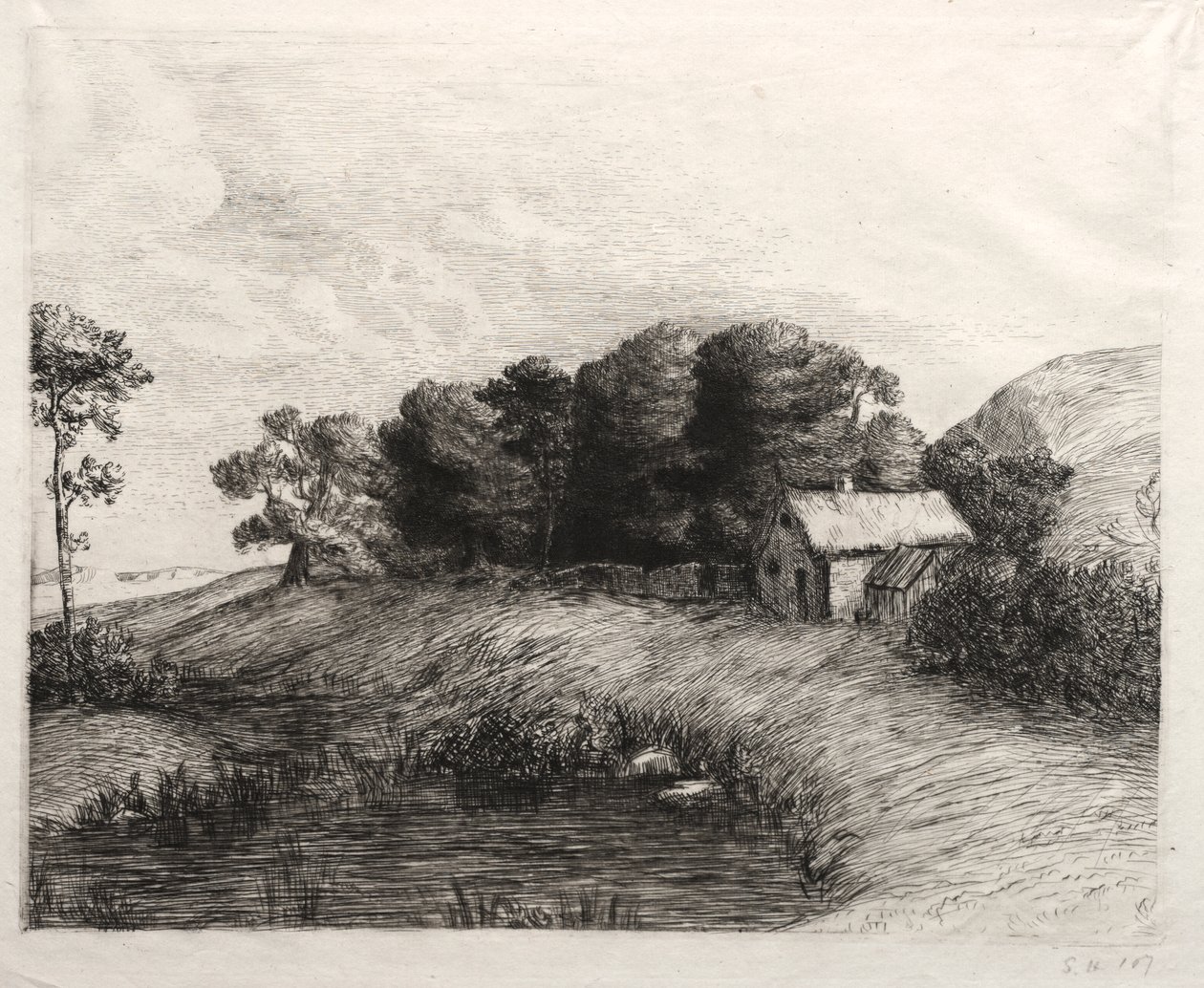 Landskap med en damm av Alphonse Legros