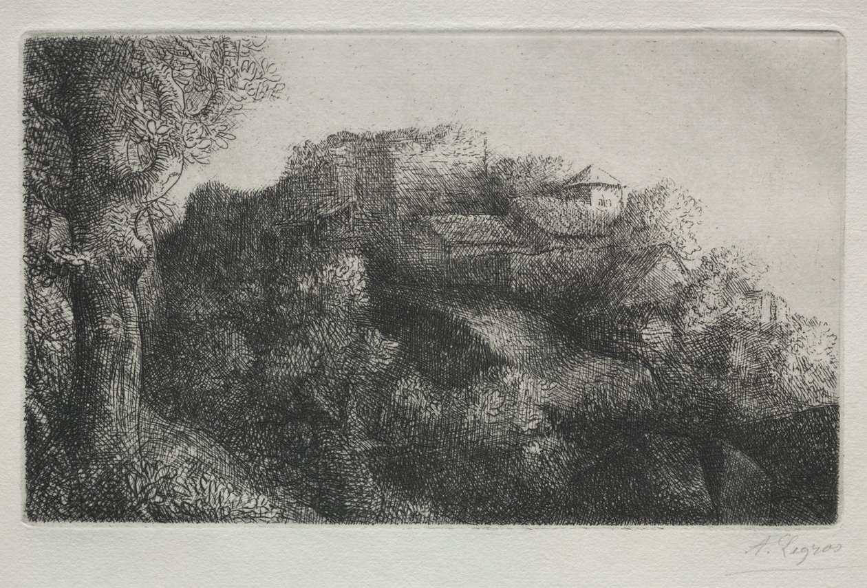 Landskap med byggnader. av Alphonse Legros