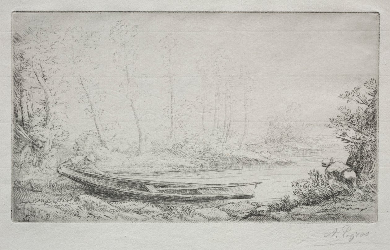 Avfärd för fiske, i dimmorna. av Alphonse Legros