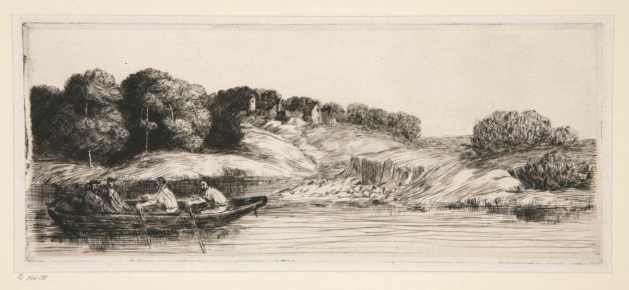 Landskap med en båt (första skylt) av Alphonse Legros