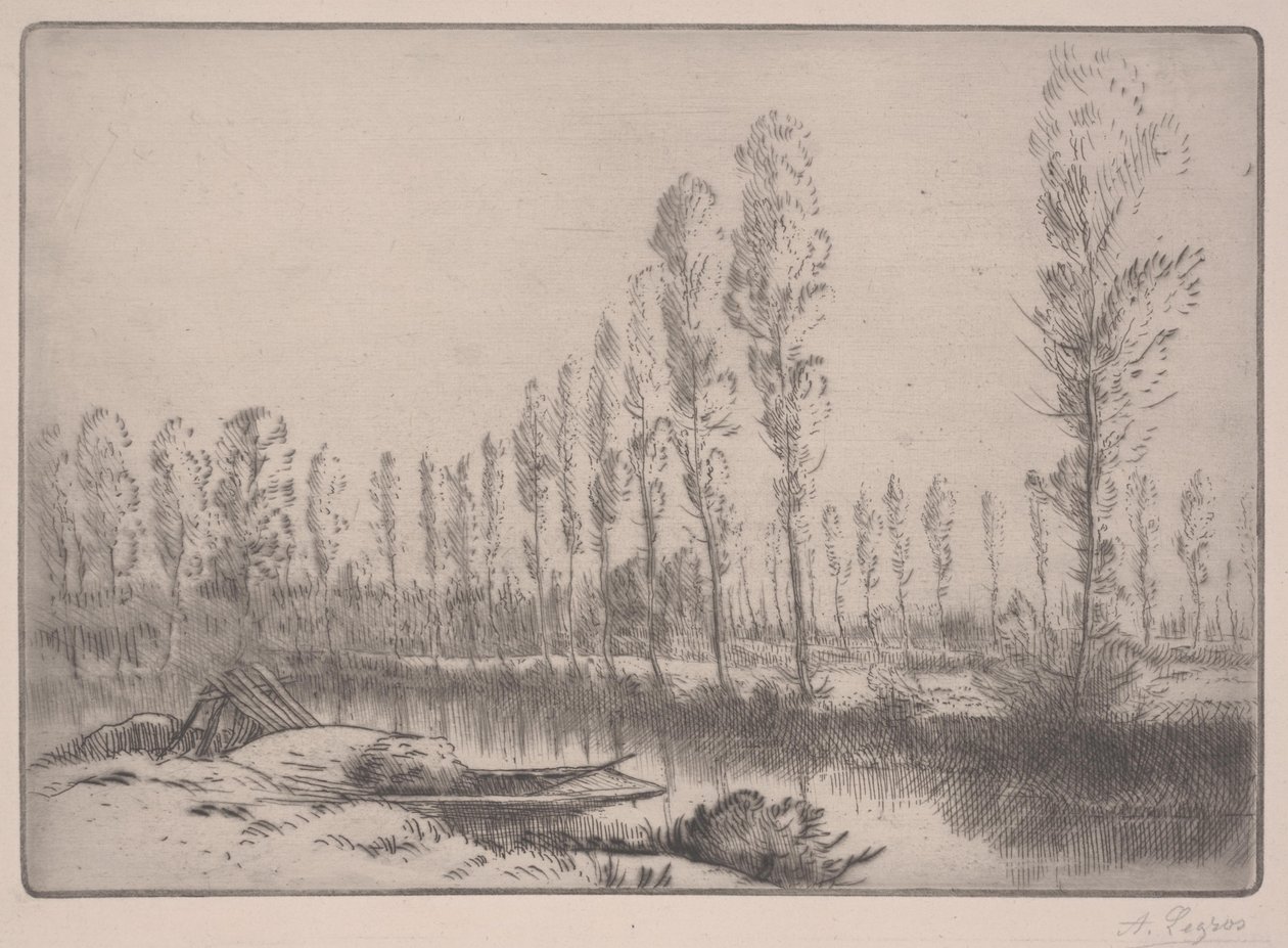 Les Tourbieres: Near Amiens (etsning) av Alphonse Legros