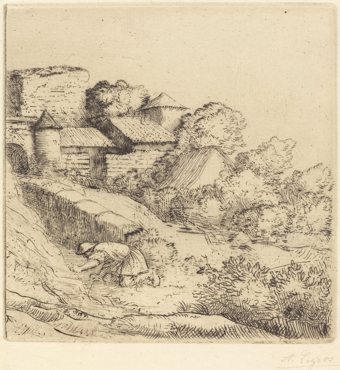 Little Burner of Grass Den lilla brännaren av gräs. av Alphonse Legros