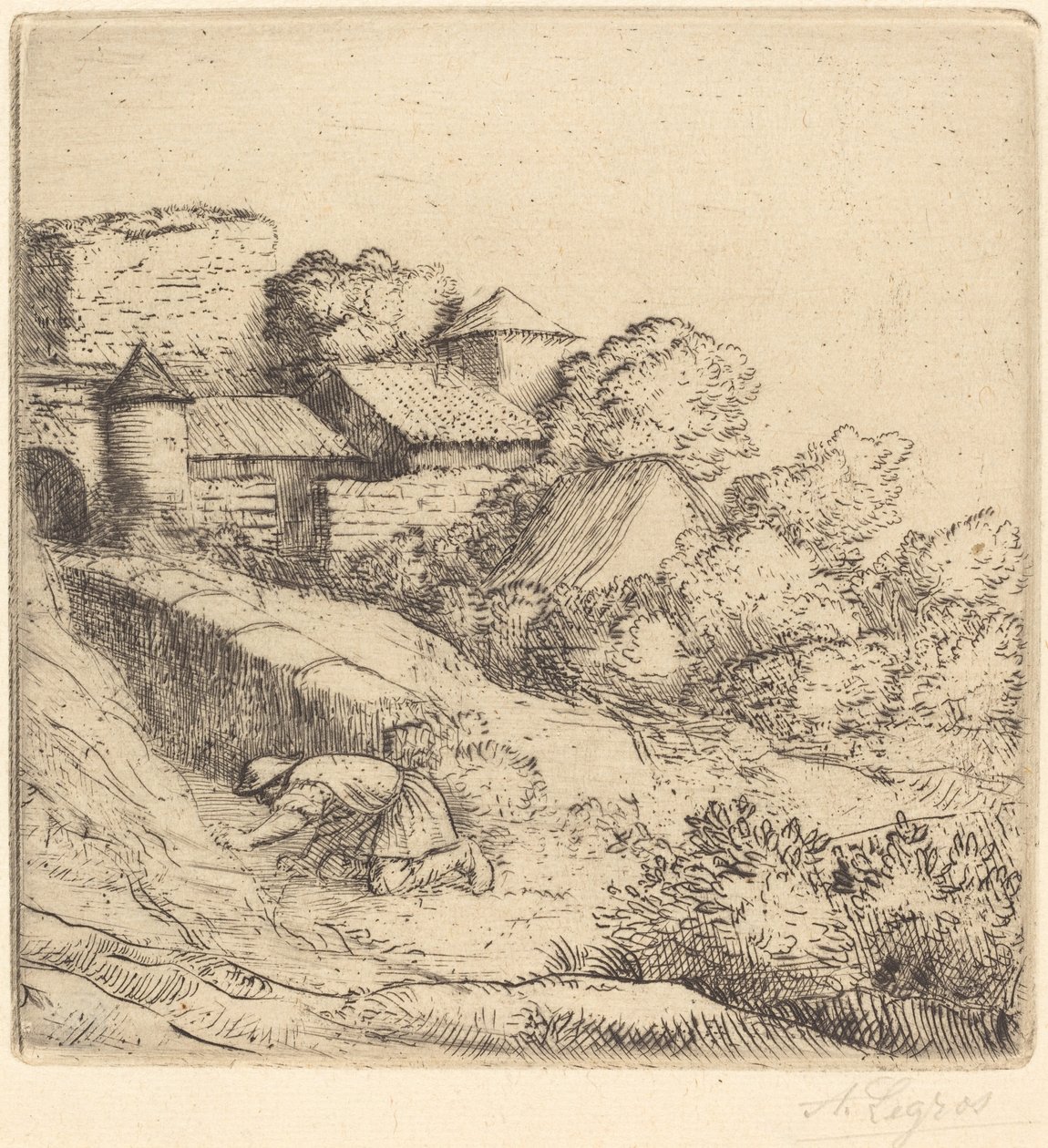 Little Burner of Grass Den lilla brännaren av gräs. av Alphonse Legros