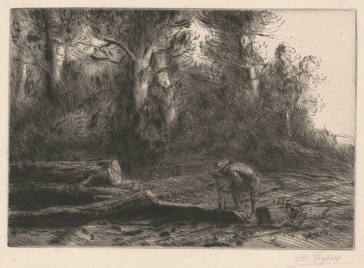 Man Squaring Logs (Man som klyver ved) av Alphonse Legros
