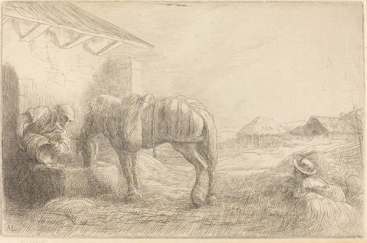 Man som vattnar en häst Man som vattnar en häst. av Alphonse Legros