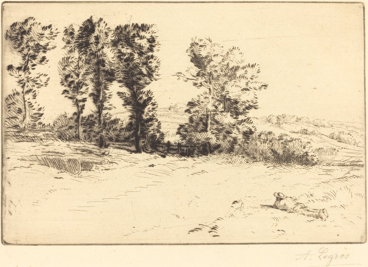 Meadow in Sunshine (Le pre ensoleille) av Alphonse Legros