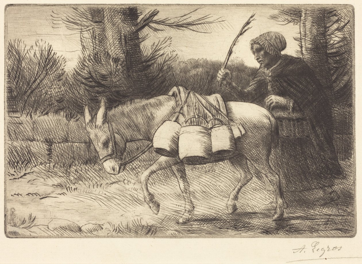 Mjölkflicka från Boulogne, 3:e planschen (Laitière à Boulogne) av Alphonse Legros