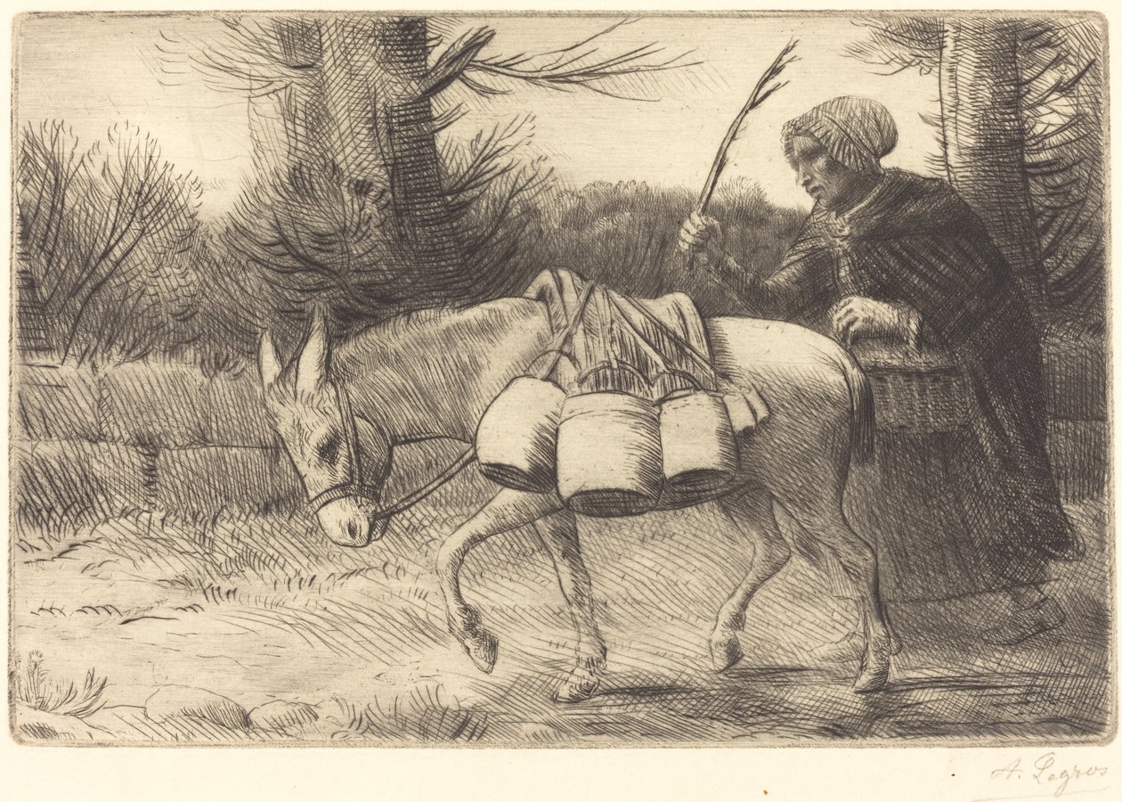 Milkmaid of Boulogne, 3:e plattan Laitiere a Boulogne. av Alphonse Legros