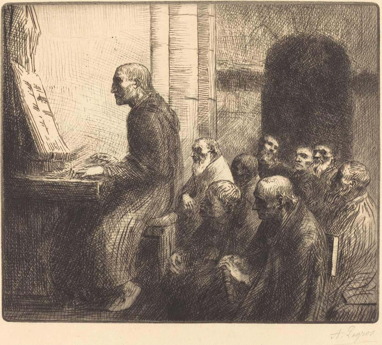 Munk som spelar orgel i kyrkan (Moine jouant de l