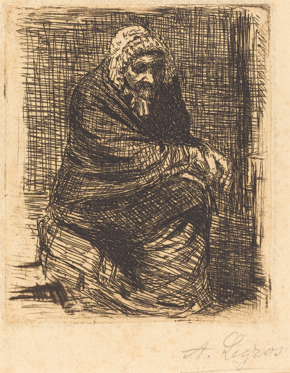 Sittande gammal kvinna av Alphonse Legros